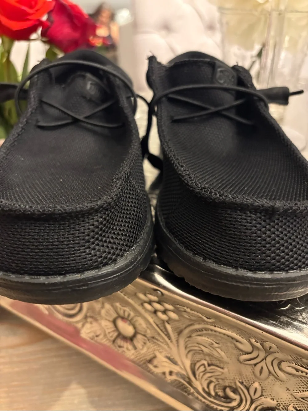 Hey Dude Men's 8 Wally Funk Mono Knit Slip-On Shoes Black